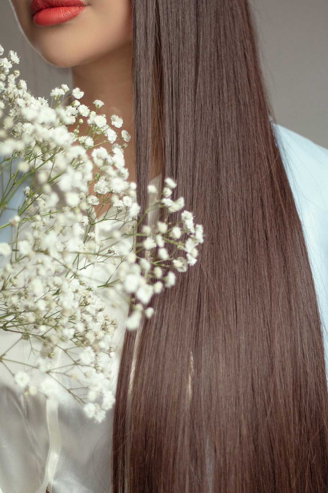 Model with long, silky, healthy-looking hair
