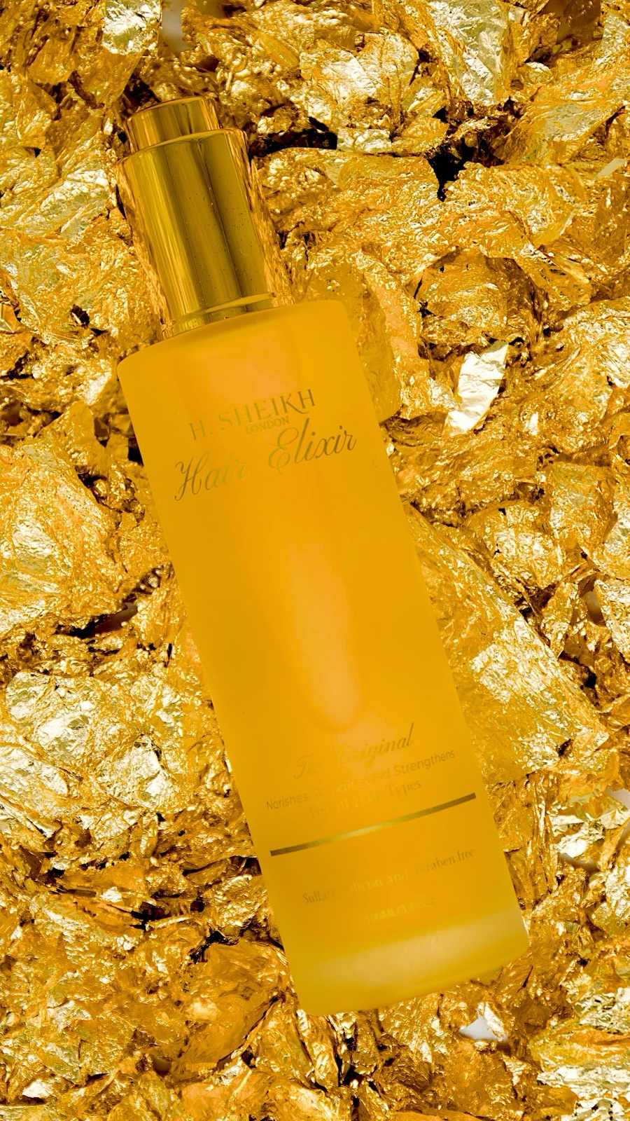 Hair Elixir styled with gold leaf