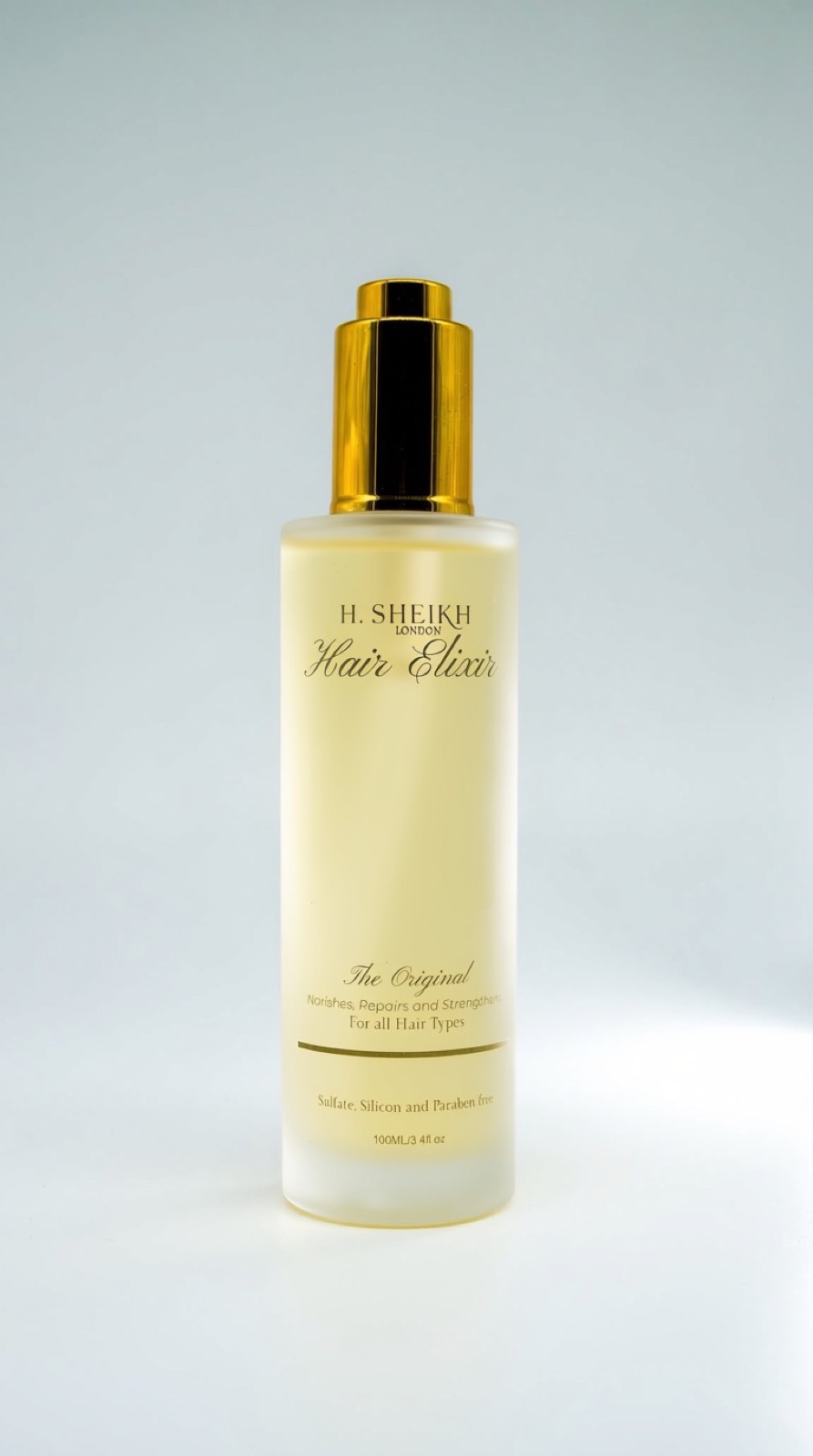H. SHEIKH LONDON Hair Elixir, frosted glass detail